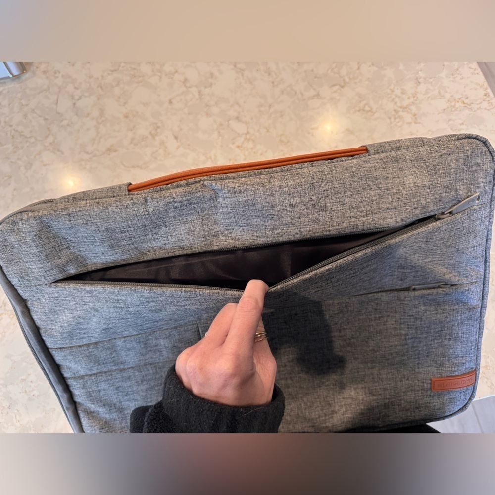 Gray and Cream Textured Laptop Sleeve - Picture 8 of 10